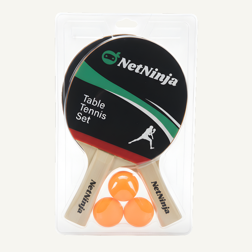 NetNinja Ping Pong Set (2 Rackets + 3 Balls)